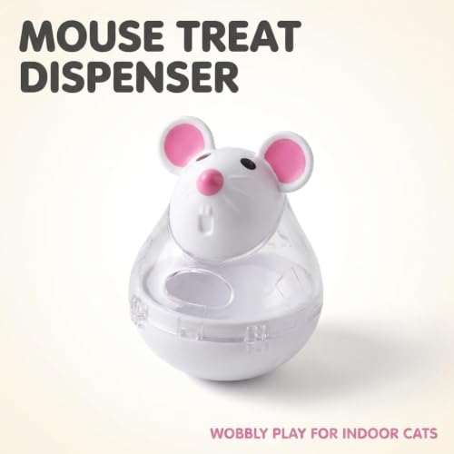 White Interactive Toys for Cats, Cat Food Balls Slow Feeder Mice Shaped Tumbler, Pet Kitten Mouse Shape, Food Storage Dispenser, Feeder, for Indoor and Kitten Exercise