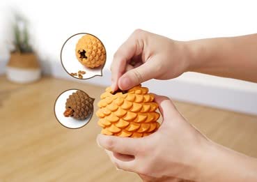 Mewajump Heavy Duty Pinecone Durable Natural Rubber Dental Teeth Cleaning Dog Feeder Chew Toy for Large and Medium Dogs- Insert Food or Treats Inside!