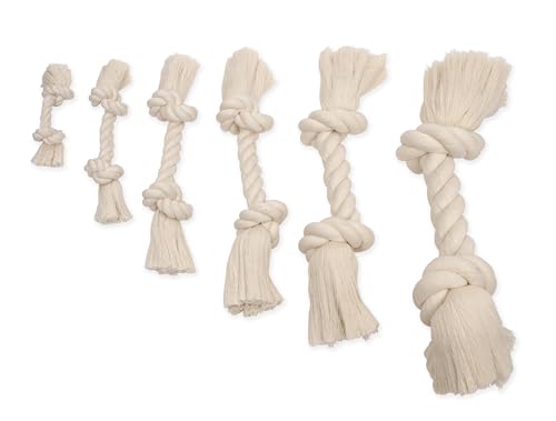 Mammoth Pet Products Dog,Flossy Chews 100-Percent Cotton White Rope Bone, Large, 14-Inch (10006V) (Pack of 2) - size: Large (14 in) (Pack of 2), style: 2 Knot Rope Bone