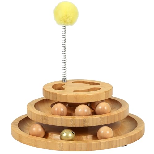 DoogCat Cat Ball Track with Puzzle Top, 3-Level Cat Ball Tower - size: Large - Plus