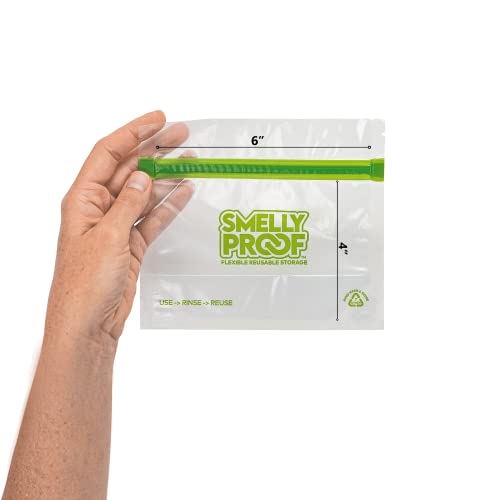 Smelly Proof 10 x Reusable Food Storage Bags, Reusable Freezer Bags, Reusable Snack Bags, Stand-Up Expandable “Stand & Fill”, Clear 3-Mil 6” x 4”, US Made, BPA FREE, NO PEVA, 10-pk - size: 10pk, 6x4" - Small Snack