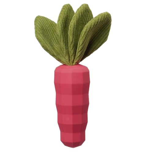 MewaJump Dog Chew Toys for Aggressive Chewers, Rubber Squeaky Dog Toys - color: carrot pink
