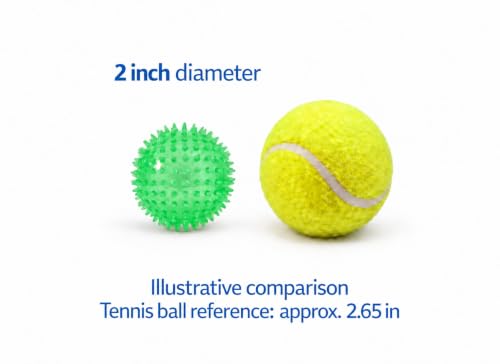 Squeaky Spiky Dog Ball for Teeth Cleaning & Gum Massage 2 Inch Puppy Small Dogs Green | Spiny TPR Rubber Chew Toy for Fetch Play Interactive Bouncy Dental Ball Durable BPA Free Nontoxic Floats - size: 2 Inch Green Ball 1-Pack