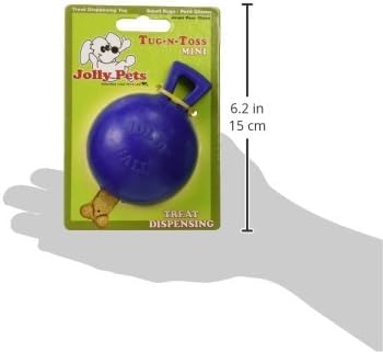Jolly Pets Tug-n-Toss Heavy Duty Dog Toy Ball with Handle, 3 Inches/Mini, Blue, Model:403 BL - color: Blue, size: 3 inches/Mini