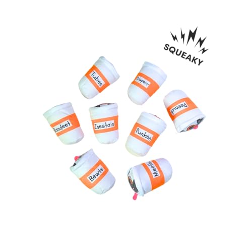 Patchwork Pet Too Much Caffween by The Weens, Interactive Dog Toy, 8 Squeaky Plush Coffee Cups with Memory Foam Base, 17 x 8.5 inch