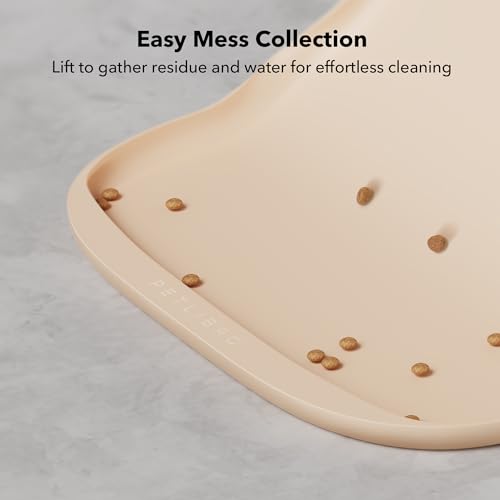 PETLIBRO Dog Food Mat, Safety Silicone Cat Food Mat for Feeder & Fountain, Waterproof Dog Bowl Mat, Raised Edge Spill Protection Floor, Cove Feeding Mat for AF005, AF103 Single Tray, 17.7"x12"