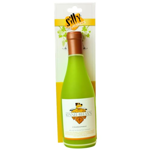 SILLY SQUEAKERS Tuffy 3 Pack Wine Liquor Bottle Dog Toys: Squeaky Dog Toy, Washable and Floats, Vinyl Construction - color: Green HeinieSniff'n Yellow KennelRelaxin JosePero