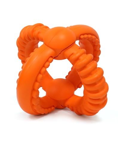 Deeow Natural Rubber Dog Tug Chew Toy for Aggressive Chewer-Orange