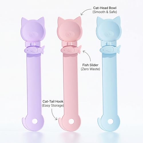 3Pack Lickable Cat Treat Squeezer Spoon Dispenser Feeder, Puree
