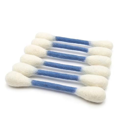 Glaciart One Swabs Cat Toys with Catnip - 6 Pk | Durable for Chew, Cute Cat Toys Interactive Kitty for Boredom, Exercise, & Play | Filled w/Organic Catnip for Anxiety & as Digestive Aid | Gift Idea - color: Blue Swabs, size: Regular