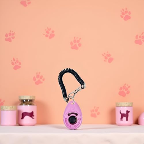1pc Pink Clicker Easy to Use with Button Dog Training Accessories Strong and Long-Lasting,Training and Behavior Aids