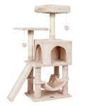 Cut Cat Tree Cat Tower Condo with Hammock Kittens Scratching Post Beige - color: Beige