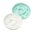 2 Pack Ceramic Cat Slow Feeder Bowl Set, 6.3" Wide, Slow Eating 5X - color: White and Green