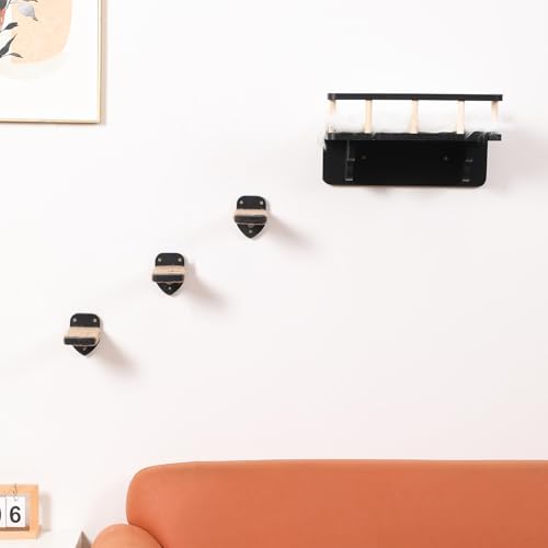 Cat Wall Shelf With 3 Steps And Plush Cover For Indoor Cats - Black - color: Black