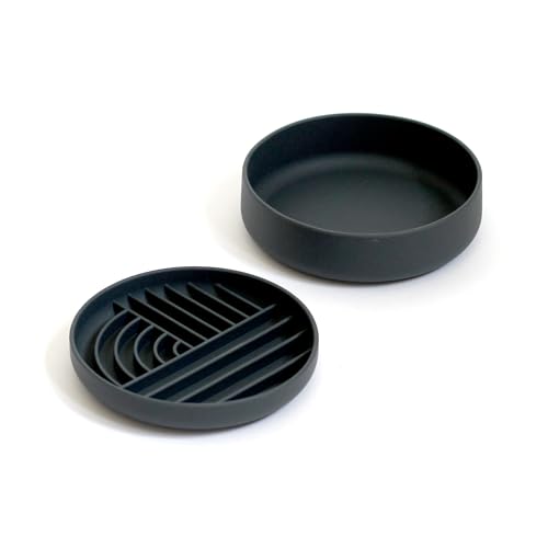 Slow-Feeder & Water Bowl Set by The Dog Tale | Food-Grade Silicone Dog Bowls, BPA-Free, Dishwasher Safe, Freezer Safe (Midnight) - color: Midnight