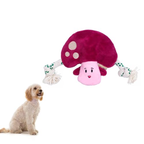 Green Sheep Puppy Plush Dog Toy, No Stuffing Squeaky Toy with Recycled Cotton Rope for Teething, Comfort and Gentle Play, Small Dogs and Puppies, Chew Toy, Mushroom - color: Mushroom