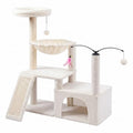 YUNIQUE Multi-Functional Cat Tree Tower, Big Cat Condo with Scratching Board, Rotating Toy & Deep Hammock, Luxury Perch Kitty Furniture for Indoor Cats (White) - color: 288 White