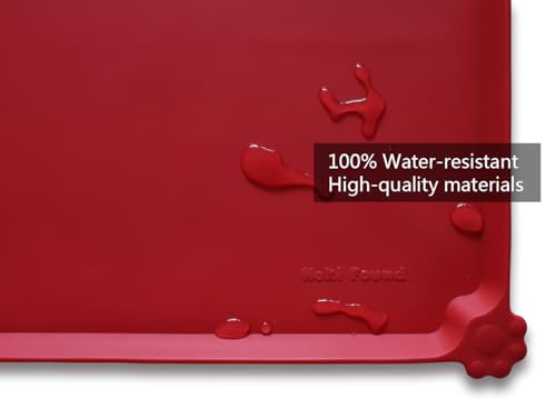 Hoki Found X-Large Silicone Non Slip Pet Feeding Mats - Waterproof Dog Cat Food Mats for Carpet - Classic Red - color: Classic Red, size: 28"L x 20"W