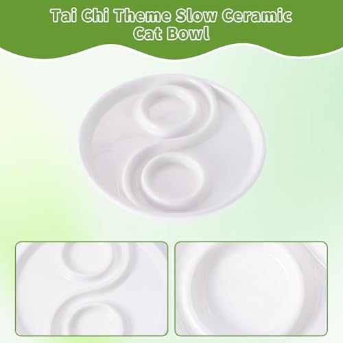 Ceramic Cat Slow Feeder,Shallow and Wide Opening Dish for Whisker Friendly