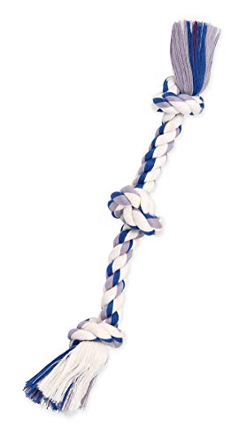 Mammoth Flossy Chews Color Rope Tug – Premium Cotton-Poly Tug Toy for Dogs – Interactive Dog Rope Toy – Tug Dog Chew Toy - size: Mini 10", style: 3 Knot