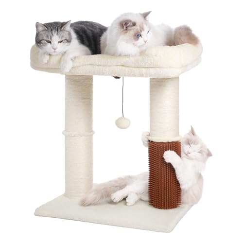 Cat Tree Tower for Large Cats Cat Scratching Post with Bed 20x16“ - color: Beige, size: Large