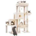 Hey-brother Cat Tree Tower with Plush Steped Condos, Big Platform, MPJ071M - color: Beige, size: 50 inches
