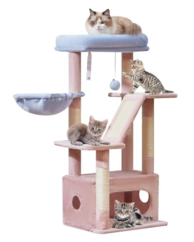 Taoqimiao Cat Tree, 38.5In Cat Tower for Indoor Cats, Suitable for Kittens - color: Pink and Blue, size: 38.5 Inches