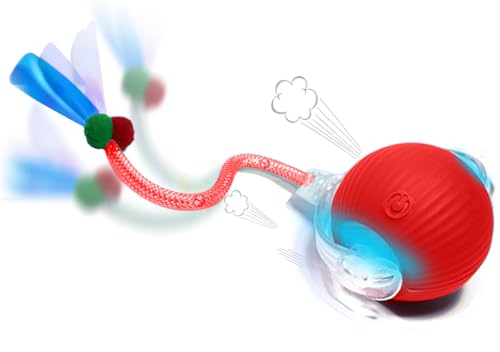 Interactive Cat Toys for Indoor Cats – Motion Activated Automatic Cat Ball with SpeedyTail, 3 Play Modes, Rechargeable LED Rolling Ball, Kitten Toys for Bored Indoor Cats, Smart Cat Enrichment Toy