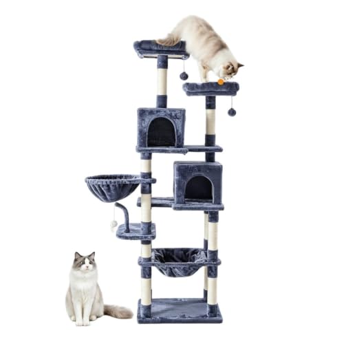 DUMOS Tall 71 inch Cat Tree Tower with Scratching Posts, Indoor Cats Use - color: Dark Grey, size: 71 Inch