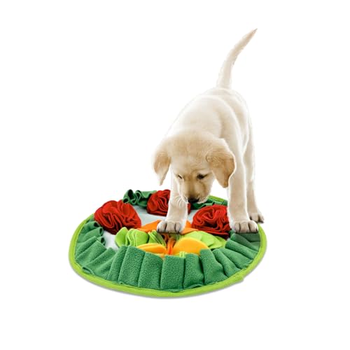 Slip-Free Dog Snuffle Mat, Dog Feeding Mat Slow Feeder with Hanging Ropeand Relieve Stress, Snuffle Mat for Dogs Rabbits Hamsters to Improve Digestion (Three Flowers)