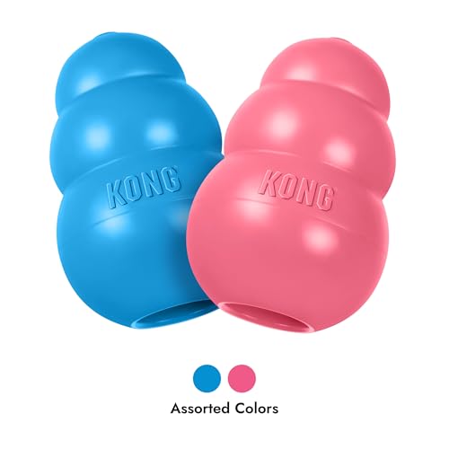 KONG Puppy Classic Toy – 2 Pack – Soft Natural Rubber for Teething, Enrichment, Crate Training & Chew Behavior Training (Large) - size: Large