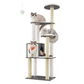 Feandrea Cat Tree, 65-Inch Multi-Level Tower with 5 Scratching Posts - color: Misty Gray