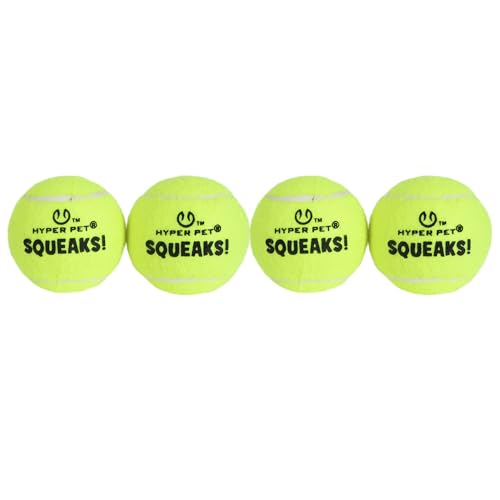 Hyper Pet Squeaks! Tennis Balls Fetch Dog Toy, Medium 2.5 in, 4 Pack, Green - color: Green, size: 4 Pack – Squeak