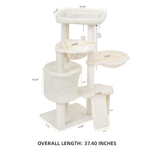 Wang Xin Three Layer Cat Tree with Cat Condo Scratch Pad and Two Hammocks,Beige - color: Beige, size: Small