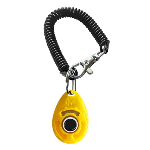 BONSO Dog Training Clicker with Adjustable Wrist Strap - Positive Reinforcement Pet Training Clicker for Dogs, Cats, and Puppies (Yellow)