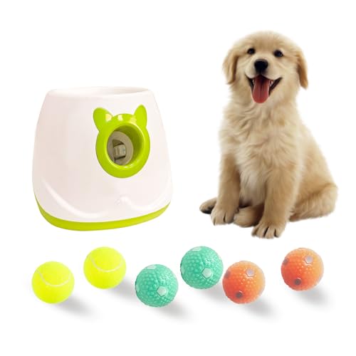 BESTHLS Automatic Dog Ball Launcher Tennis Ball Thrower Machine with 6 Ball - color: White 1