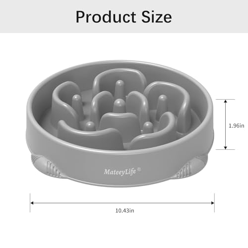 MateeyLife 1-Pack Slow Feeder Dog Bowls, 4 Cups, Dog Puzzle Feeder Bowl - color: I-Gray, size: Large