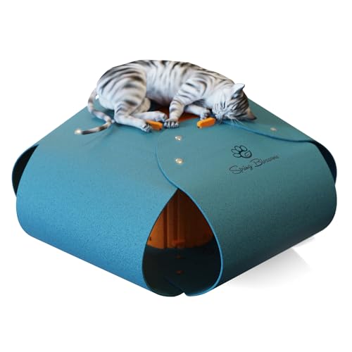 Cat Tunnel, Cat Cave for Indoor Cats Bed,Scratch Resistant Cat Toys for Medium Large Cats Hide and Seek Toy (Peacock Blue) - color: Peacock Blue
