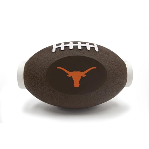 Pets First NCAA Texas Longhorns Football Treat Dispensing Toy for Dogs and Cats, Rubber Ball Pet Toy, Interactive Fun Doggie Treat Toy, Natural Rubber Feeding Toy (TX-3622) - color: Texas Longhorns