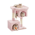 Feandrea Cat Tree, 33.1-Inch Cute Cat Tower, Plush Kitten Condo, Jelly Pink - color: Jelly Pink, size: L (23.6"L x 15.7"W x 33.1"H)