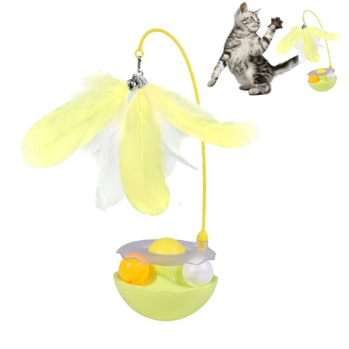 Interactvie Cat Wobble Ball Enrichment Toys, Yellow