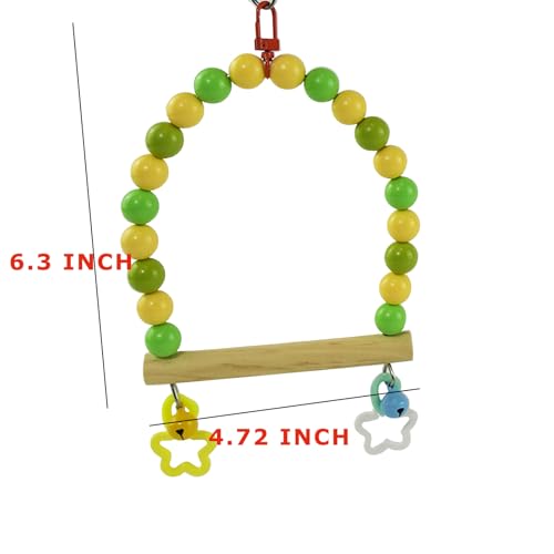 Wooden Bird Cage Swing Perch for Parakeets,Small Parrots Swings Stands - color: Yellow-green