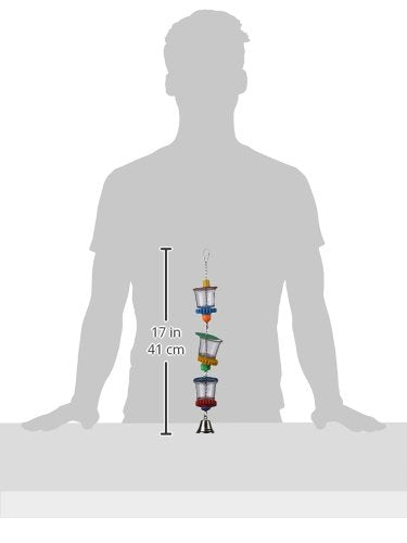 Super Bird Creations SB632 Foraging Bottom’s Up Bird Toy with Clear Acrylic Cups, Medium/Large Bird Size, 18” x 2.5”