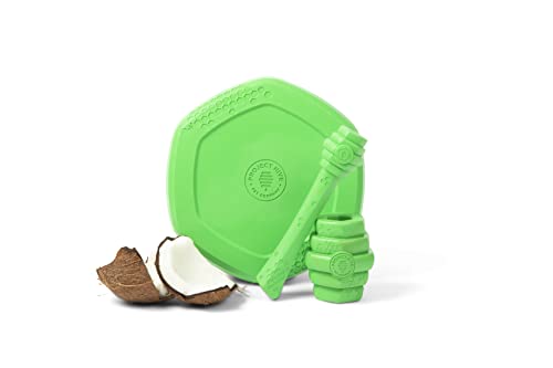 PROJECT HIVE ·PET COMPANY· Dog disc - Great for Fetch - Includes a Lick mat on Back - Floats in Water, Smooth Glide - Made in The USA (Tropical Coconut) - color: Tropical Coconut