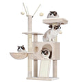 Hey-brother Cat Tree Tower with Removable Toys, Scratching Posts, MPJ008SM - color: Beige