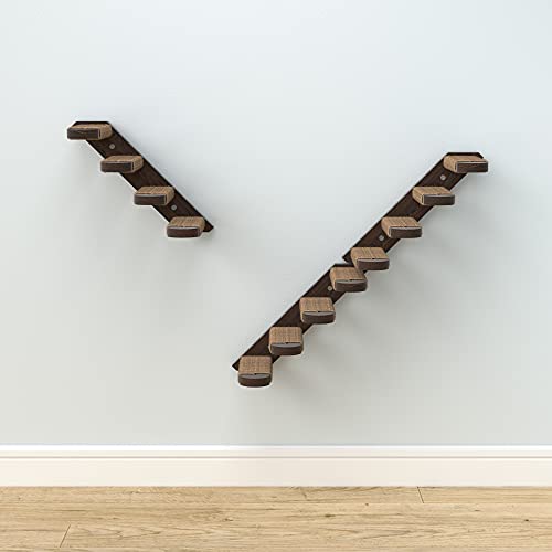 Cat Steps - Solid Rubber Wood Cat Wood - Wall Mounted Cats Shelves - color: Brown