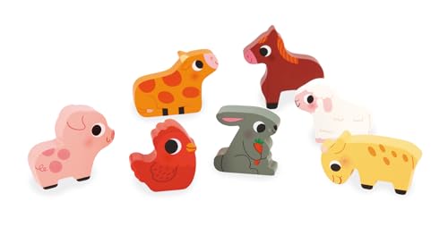 Janod - Wooden Toddler Puzzle - Farm - 7 Pieces - style: Farm