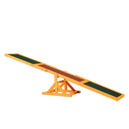 Wooden Dog Agility Seesaw for Training and Exercise, Platform Equipment Run Game Toy, Weather Resistant Pet Supplies Gray 71" L x 12" W x 12" H