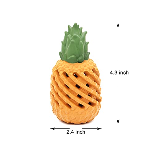 Youngever Pineapple Dog Treat Toys for Pet Teeth Cleaning, Chewing, Fetching, Tough Toy for Aggressive Chewers, Treat Food Dispensing Toys (Small 4.3 inch) - size: Small 4.3 inch