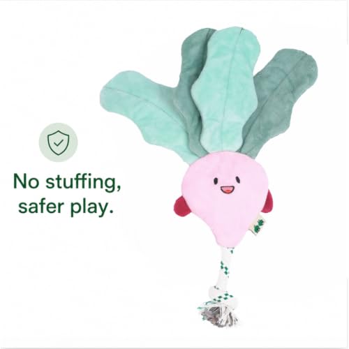 Green Sheep Interactive Plush Dog Toy, No Stuffing Squeaky Toy with Recycled Cotton Rope for Medium to Large Dogs, Chew Toy, Radish - color: Radish（M）